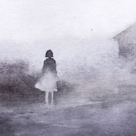 VAGUE on Behance Eerie Watercolor, Monochromatic Watercolor, Sa Art, Sounds Of Nature, Creepy Images, From Series, Silhouette Painting, Watercolor Paintings For Beginners, Grey Painting