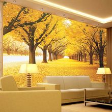 Custom 3D Wall Mural Wallpaper Landscape Natural Autumn Scenery Yellow Forests Load Covered Leaves Wall Paper For Living Room(China (Mainland)) Wall Scenery, Yellow Forest, Front Wall Design, Large Wall Murals, Wallpaper Landscape, 3d Wall Murals, Large Mural, Yellow Tree, Study Room Decor