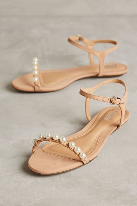 Pinterest: JordanSLai Shoes With Pearls, Sandal Tali, Wedding Shoes Sandals, Fun Wedding Shoes, Pearl Sandals, Wedding Shoes Flats, Shoes Flats Sandals, Wedding Sandals, Prom Shoes