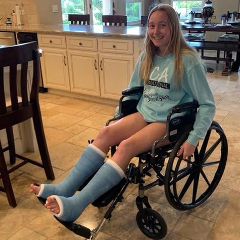 This girls got double trouble here Double Leg Cast, Double Long Leg Cast, Long Leg Cast, Leg Cast, Broken Leg, Crutches, Double Trouble, Wheelchair, It Cast