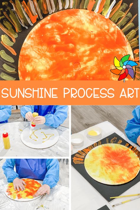 Sunshine Art Preschool, Sunshine Craft Preschool, Sun Kindergarten Activities, Sun Process Art Preschool, Arts And Crafts Space, Sunshine Art For Kids, Sunny Day Art Preschool, Spring Weather Art Preschool, Sunny Day Craft