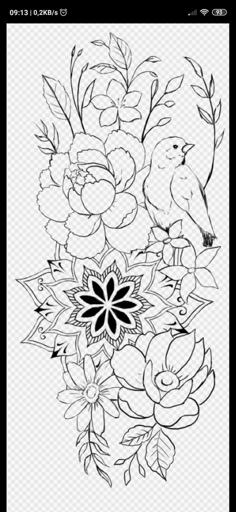 Bird Tattoo Sleeves, Rose Drawing Tattoo, Drawing Tattoo, Rose Drawing, Birds Tattoo, Mandala Tattoo, Tattoo Stencils, Bird Design, Leg Tattoos