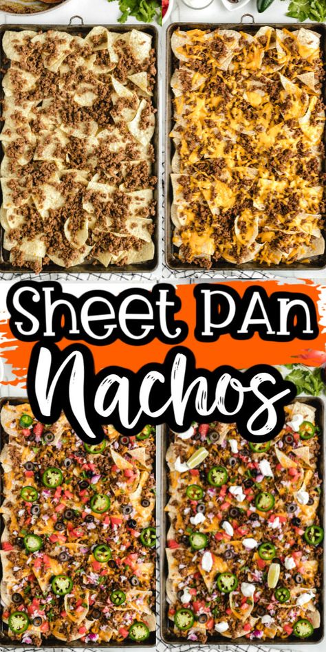 Nachos Oven, Nachos In Oven, Nachos Recipe Beef, Sheet Pan Nachos, Pan Nachos, Baked Nachos, Nacho Toppings, Nachos Recipe Easy, Sheet Pan Dinners Recipes