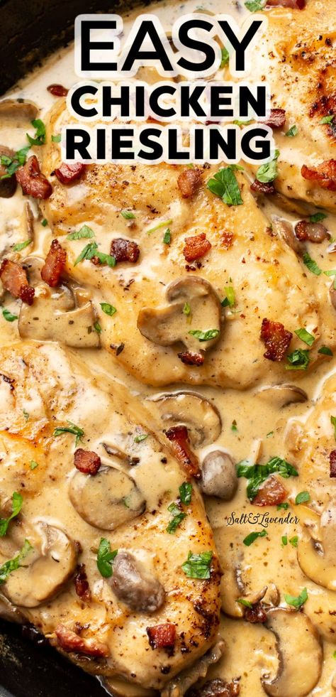 Chicken Ala Crema, Chicken With Brandy Cream Sauce, Creamed Chicken On Toast, Meals With Heavy Whipping Cream, Sour Cream Sauce For Chicken, Chicken With Heavy Cream Recipes, Chicken Riesling, Recipes With Heavy Cream, Heavy Cream Recipes