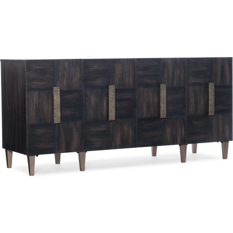 Credenza Styling, Wood Credenza, Black Sideboard, Antique Cabinets, Rustic Lodge, Hooker Furniture, Kathy Kuo Home, Walnut Veneer, Sideboard Buffet