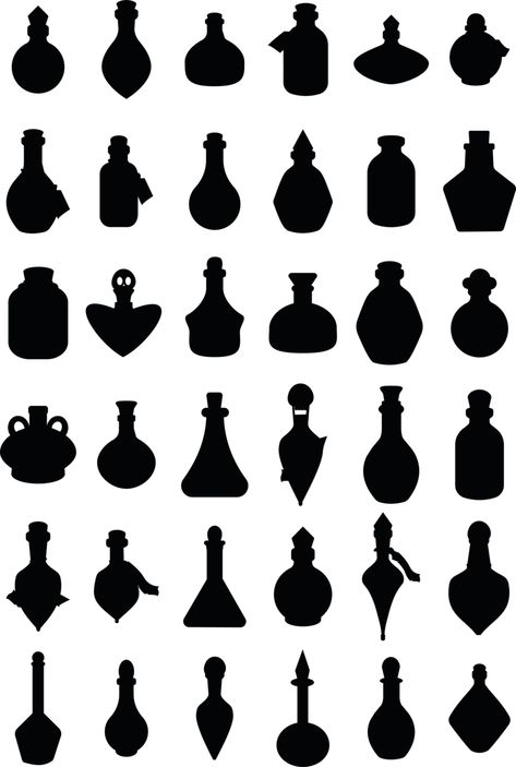 36 SVG Files perfect for cricut & craft needs. £1.40 now, small business commercial licence included!, click the link to download. Potion Bottle Silhouette, Spell Jars Love, Magic Potion Bottles, Poison Bottle, Spell Jars, Fall Art Projects, Magic Bottles, Potion Bottles, Magic Potion