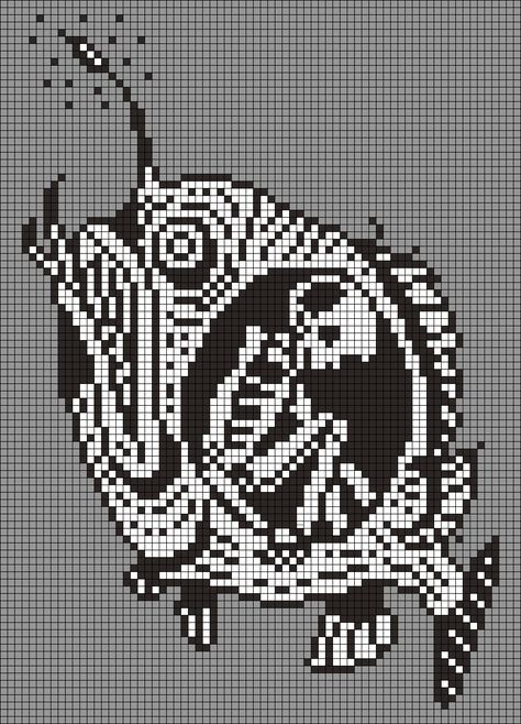 Alpha pattern #177049 | BraceletBook Scary Pixel Art Grid, Axolotl Alpha Pattern, Seal Pixel Art, Cross Stitch Easy Pattern, Black And White Perler Bead Patterns, Goth Knitting Pattern, Cool Alpha Patterns, Fish Alpha Pattern, Christmas Alpha Patterns