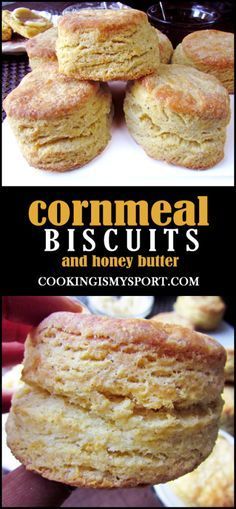 Cornmeal Biscuits and Honey Butter Cornmeal Biscuits, Pop Overs, Cornbread Biscuits, Cornbread Recipes, Artisan Breads, Yummy Biscuits, Recipes Bread, Bread Muffins, Biscuit Bread