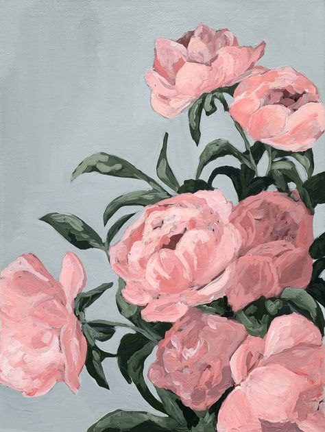 Painting Peonies, Peonies Artwork, Flowers Magnolia, Peony Drawing, Live Wedding Painting, Ella Anderson, Floral Paintings Acrylic, Acrylic Flower Painting, Easy Flower Painting