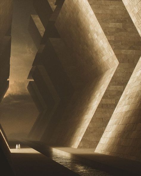 I Can't Draw, Sci Fi Architecture, Dune Art, Denis Villeneuve, Graphisches Design, Cyberpunk City, Brutalist Architecture, Futuristic Art, Space Architecture