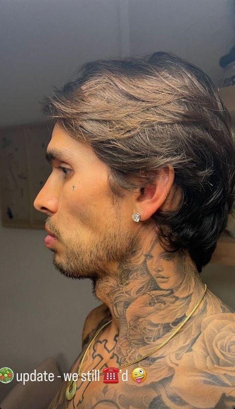 Guys Ear Piercings, Fade Haircut Designs, Taboo Tattoo, Side Neck Tattoo, Dyed Hair Men, Men's Facial Hair, Mens Facial Hair Styles, Mullet Haircut, Haircut Designs