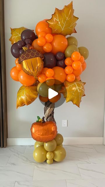 Balloon Decorations and Event Rentals Palm Beach on Instagram: "Type of a tree you won’t see in sunny Florida😊 But such a great gift for those who misses four seasons.

A full tutorial is available in the subscription section! Subscribe, learn and cancel any time!

#balloons" Balloon Christmas Tree Tutorial, Thanksgiving Balloon Decorations, Balloon Tree, Balloon Columns, Balloon Flowers, Event Rentals, Event Rental, Balloon Decorations, Thanksgiving Decorations