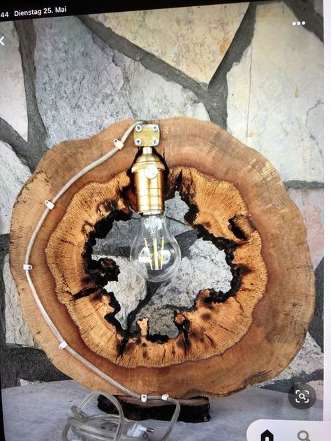 Wood Burl Ideas, Tree Stump Lamp, Wooden Bedside Lamps, Wood Lamp Design, Decorative Corner, Driftwood Lamp, Diy Lampe, Corner Lamp, Lamp Handmade