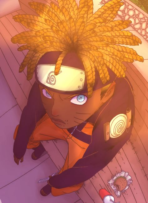 Naruto Black Edit, Naruto Black Characters, Black Naruto Pfp, Blasian Naruto, Afro Pfps, Black Naruto Characters, Black Sasuke, Icon Afro, Boondocks Art