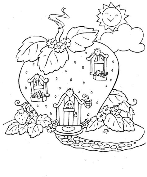 Strawberry Shortcake house coloring page Strawberry Shortcake House, Strawberry Shortcake Coloring Pages, Bratz Coloring, House Colouring Pages, Easy Coloring Pages, Cartoon Coloring Pages, Cute Coloring Pages, Free Printable Coloring, Free Printable Coloring Pages