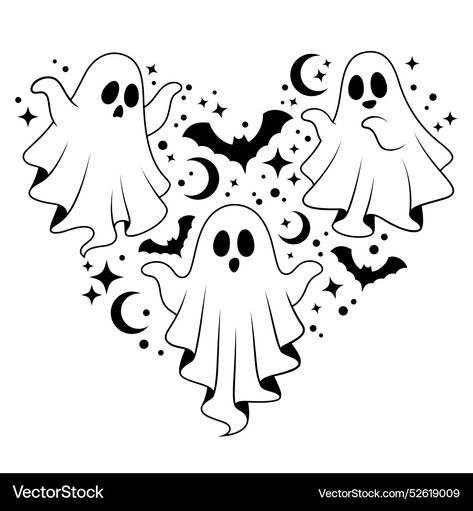 Ghost Heart, Cute Halloween Wallpaper, Ghost Wallpaper, Ghost Clipart, White Ghost, Halloween Vector, Wallpaper Halloween, Wallpaper White, Clipart Black And White