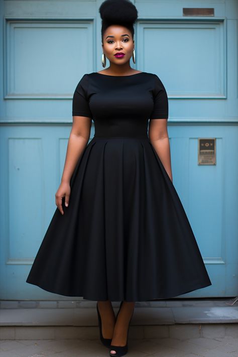 Black Plus Size Church Dress, Black Office Lady Midi Dress For Semi-formal Occasions, Black Coperate Gowns For Ladies, Black Corporate Gowns For Lawyers, Corporate Gowns For Office For Plus Size, Plus Size Church Outfits, Flare Dress Outfit Classy, Adire Styles, Confirmation Dresses