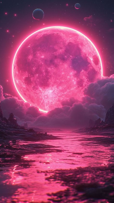 Pink Moon Wallpaper, Space Phone Wallpaper, Hacker Wallpaper, Witchy Wallpaper, Pretty Phone Wallpaper, Moon Photography, Wallpaper Space, Pink Moon, Beautiful Dark Art