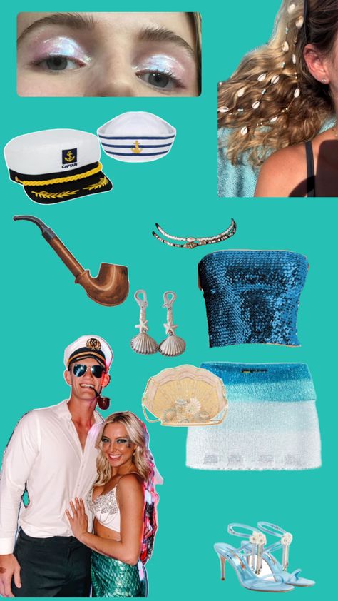 Siren And Sailor, Siren Costume, Sailor Costume, Couple Costume, Couple Halloween, Couple Halloween Costumes, Couples Costumes, Halloween Treats, Halloween Costumes