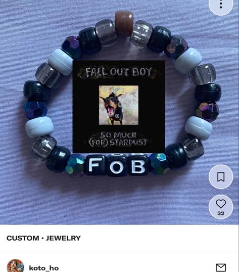 Fall Out Boy Friendship Bracelet, Fall Out Boy Bracelet Ideas, Fall Out Boy Bracelet, Boy Bracelets, Kandi Singles, Kandi Inspo, Pony Bead Bracelets, Boys Bracelets, Bracelets Making