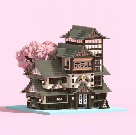 Japanese Minecraft Builds, Minecraft Japanese House, Minecraft Japanese, Case Minecraft, Rumah Minecraft Sederhana, Voxel Art, Japanese Village, Piskel Art, Minecraft Cottage