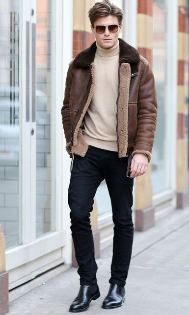 Winter Outfits Street Style, Gentleman Lifestyle, Black Leather Chelsea Boots, Fall Fashions, Mode Casual, Winter Outfits Men, Mens Trends, Mens Winter Fashion, Brown Jacket