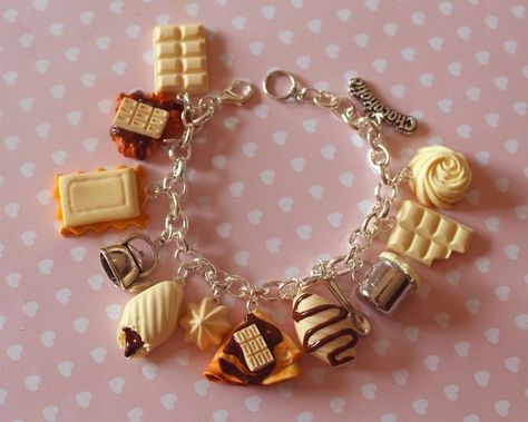 Choco Biscuit, Kawaii Bracelet, Chocolate Lovers Gift, Jewelry Kawaii, Miniature Food Jewelry, Chocolate Girls, Candy Jewelry, Food Accessories, Kawaii Jewelry