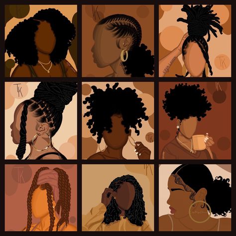 Hairstyle Wallpaper, Melanin Aesthetic, Hairstyle For Black Women, Bookmark Art, Braiding Hair Extensions, Natural Hair Art, Black Woman Artwork, Natural Hairstyle, Inspiration Painting