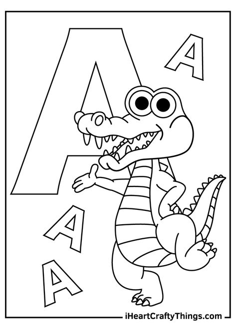 Alligator Coloring Page Free Printable, A Is For Alligator Craft, A For Alligator, Alligator Craft, Toddler Coloring Pages, Alligator Crafts, Letter Activity, Letter A Coloring Pages, Colors For Toddlers