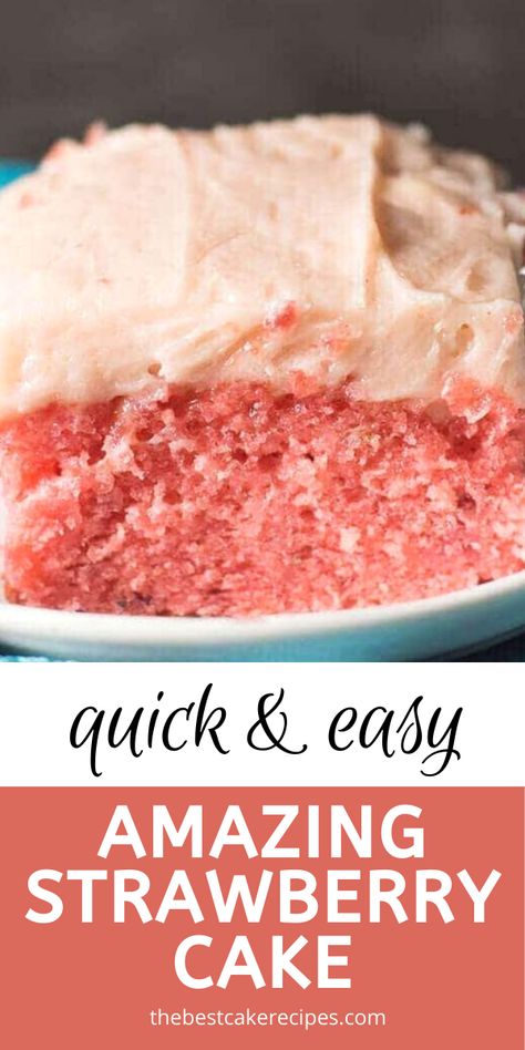 Homemade Strawberry Frosting, Easy Strawberry Cake Recipe, Strawberry Cake Mix Recipes, Strawberry Jello Cake, Easy Strawberry Cake, Strawberry Sheet Cakes, Strawberry Cake Recipe, Strawberry Cake Easy, Fresh Strawberry Recipes