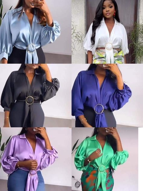 English Style Clothes Classy, English Blouse Styles, Styles For Chiffon Materials, Sew A Wrap Top, Easy Sewing Tutorials, Latest Tops For Women, Sew Shirt, Top With Collar, Tie Front Shirt