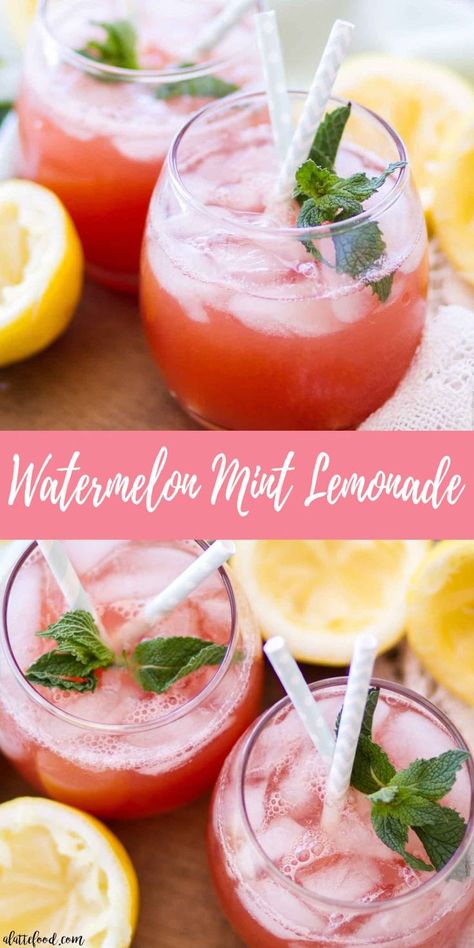 This easy Watermelon Mint Lemonade recipe is the perfect summer beverage! This homemade lemonade recipe has only 5-ingredients and is refined sugar free! #lemonade #watermelon #drinks #recipe Summer Lemonade Recipes, Watermelon Drinks, Homemade Lemonade Recipe, Watermelon Mint Salad, Watermelon Mint Lemonade, Mint Lemonade Recipe, Easy Lemonade Recipe, Watermelon Smoothie Recipes, Grill Dessert