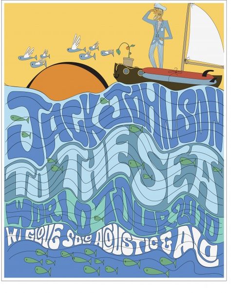 Jack Johnson - To the Sea Event Poster Inspiration, Surf Poster, Dorm Posters, Jack Johnson, Blue Poster, Tour Posters, Photo Wall Collage, Music Wall, Hippie Art