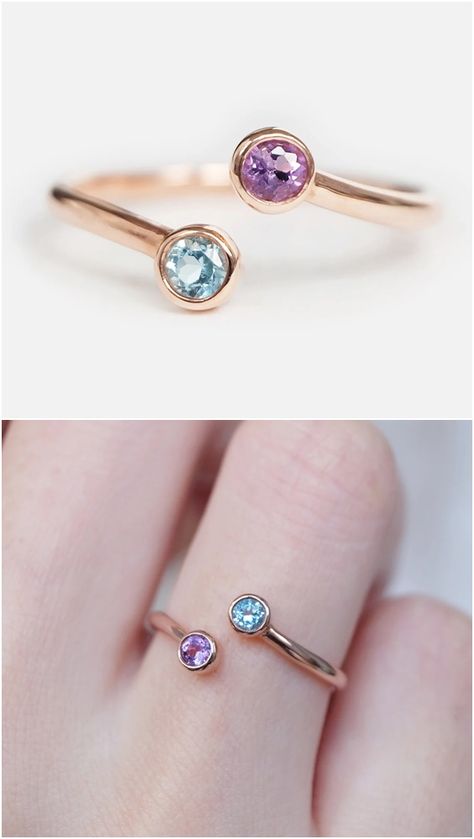 dual birthstone ring, double birthstone ring, birthstone ring, two stone ring, stacking ring, stackable ring, couples ring, birthstone Double Birthstone Ring, Dual Birthstone Ring, Two Stone Ring, Couples Ring, Wedding Ring Ideas, Silver Jewelry Design, Ring Birthstone, Gem Ring, Ring Stacking