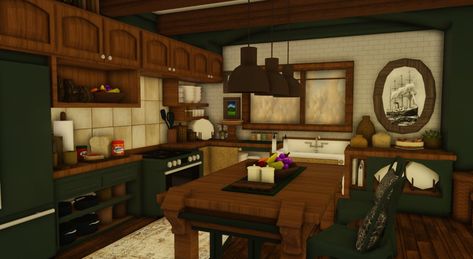 Cute Vintage Bloxburg Houses, Vintage Kitchen Bloxburg, Bloxburg Vintage Kitchen, Vintage Bloxburg House Interior, Rustic Bloxburg Interior, Bloxburg Town Layout Small Plot, Bloxburg Cottage, Cottage House Exterior, 90s Home