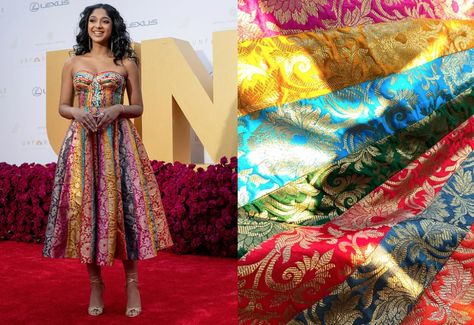 Maitreyi Ramakrishnan's Dress Is Made From Upcycled Sarees Upcycle Dress, Upcycled Dress, Rainbow Dress, Dress Indian Style, Indian Sari, Indian Designer Outfits, Saree Dress, Jimmy Fallon, On The Red Carpet