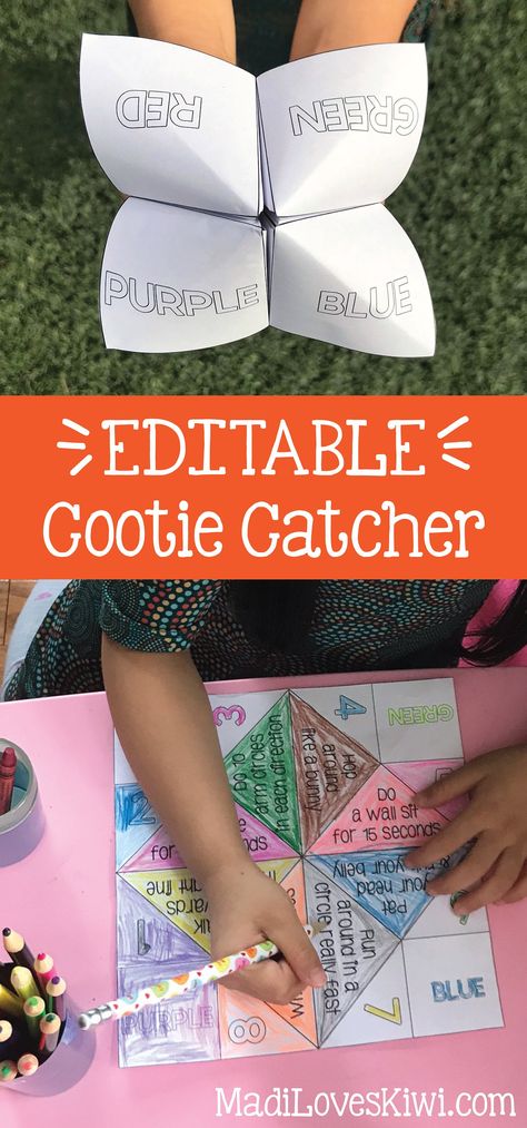 Cootie Catcher Template, Origami Game, Paper Games For Kids, Cootie Catcher, Fortune Tellers, Free Activities For Kids, Screen Free Activities, Paper Games, Yoga Positions