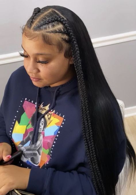 Straight Hair With Braid, Black Hair Protective Styles, Faux Locs Hairstyles, Quick Weave Hairstyles, Hair Therapy, Braided Cornrow Hairstyles, Braided Hairstyles For Teens, Hair Braid Videos, Protective Hairstyles Braids