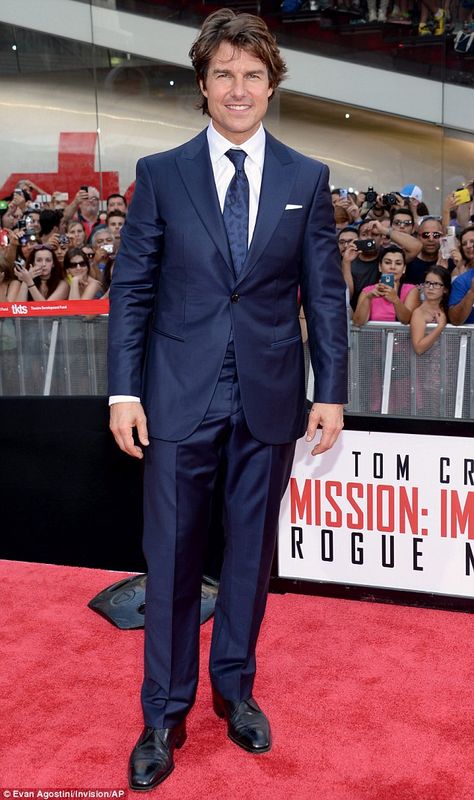 Dressed up and somewhere to go: Tom Cruise made sure he looked his most dapper for the New... Tom Cruise Teeth, Tom Cruise Risky Business, Risky Business Costume, Mission Impossible 4, Mission Impossible Rogue Nation, Tom Cruise Mission Impossible, Mission Impossible Fallout, Ireland Baldwin, Rogue Nation