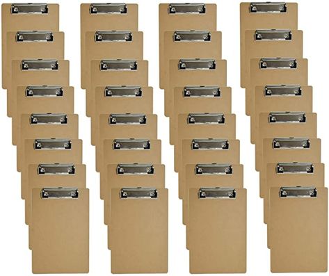 Amazon.com : Mini Clipboards 32 Pack Small Eco-Friendly Wood Hardboard A5 Memo Size Low Profile with Hang Tab for Home, Office, School Classroom Supplies, Traveling, Party Events, Brown : Office Products Wooden Clipboard, Classroom Wishlist, Clip Boards, Clipboard Storage, Over The Door Hooks, Office Solutions, Student Office, Wall Key Holder, Party Events