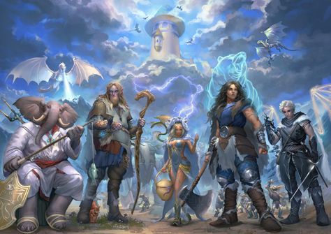 ArtStation - DND Commission 1, Alysha Lowery Fantasy Group Art, Dnd Group Art, Dnd Commission, Dnd Party, Adventuring Party, Group Party, Fantasy Stuff, Group Art, Fantasy Collection