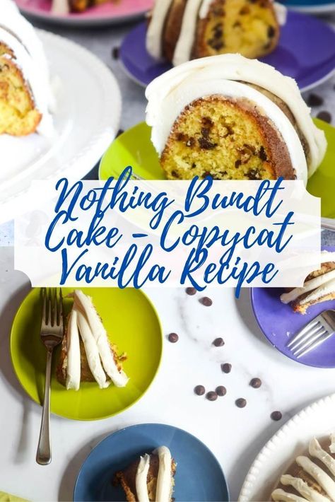 This Nothing Bundt Cakes recipe copycat uses boxed cake mix and is as close as you can get to the delicious, moist cakes of theirs! Don't forget Nothing Bundt Cakes' frosting! This is the take on Nothing Bundt Cake's Classic Vanilla bundt cake, but the recipe also includes their lemon, red velvet, and chocolate chocolate chip varieties, too! Nothing Bundt Cakes Recipe Copycat, Nothing Bundt Cakes Recipe, Nothing Bundt Cakes Copycat, Copycat Nothing Bundt Cake, Nothing Bundt Cake Copycat, Everything Bundt Cakes, Vanilla Bundt Cake, Cakes Frosting, Easy Bundt Cake Recipes