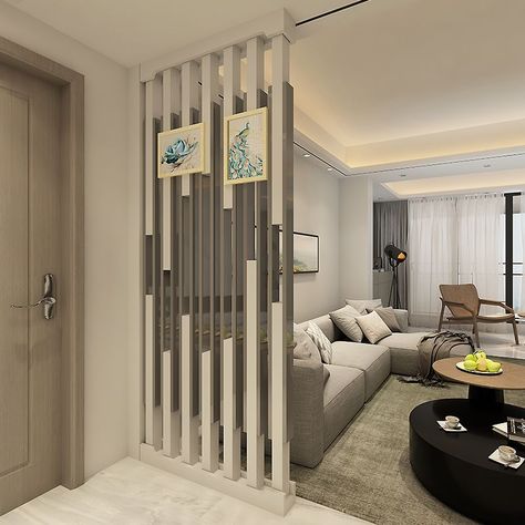 Exclusive Room Partition Interior Designs | Modern Living Room Partition | Home Decorating ideas Living Dining Partition, Partition Wall Ideas, Wooden Partition Design, Partition Cabinet, Entrance Partition, Metal Partition, Minimalist Restaurant, Room Partition Wall, Decoration Hall