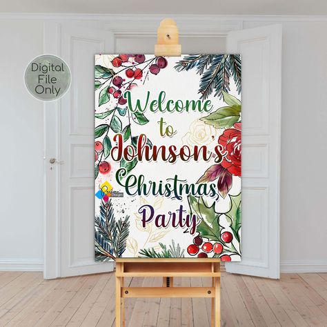 Printable CHRISTMAS Welcome Sign. Floral Christmas Party Decor. Custom Christmas Welcome Board. Work Party Sign Template. Party Signage https://etsy.me/3EWRM3u #christmas #christmasparty #christmasdecor #christmasdesign #christmasbokeh #christmassign #christmasboard Welcome Poster Design, Paw Patrol Skye Birthday, Party Signage, Welcome Sign Printable, Christmas Party Decor, Christmas Program, Welcome Boards, Paw Patrol Birthday Party, Floral Christmas