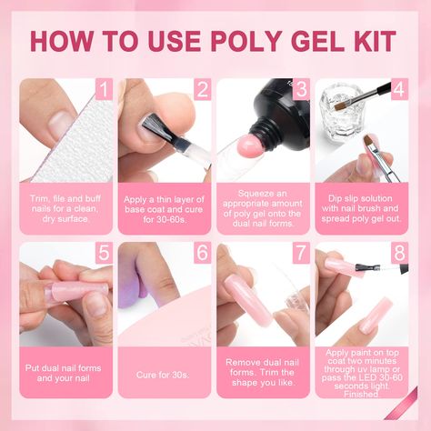 Poly Gel Nail Kit, Gel Nail Tutorial, Poly Nail Gel, Gel Nails French, Nail Tutorial Videos, Business Nails, Poly Gel, Nail Courses, Nail Techniques