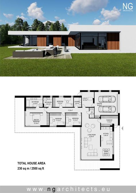 Adobe Building, Dröm Hus Planer, L Shaped House Plans, L Shaped House, Home Designs Exterior, Architectural Presentation, Modern Villa Design, House Construction Plan, House Layout Plans