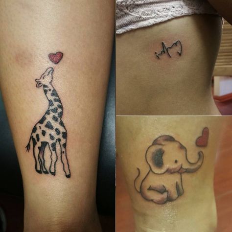 Yesterday💕 #hearts #hearttattoo #giraffe #elephant #vitalsign #heartbeat #tattoo #tattoos #la #losangeles #lalife #sfv #csun #cute #girly… Giraffe Heart Tattoo, Giraffe Heart, Balloon Tattoo, Heartbeat Tattoo, La Life, Best Friend Tattoos, Vital Signs, Tattoos For Kids, Friend Tattoos