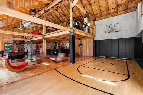 20 Acres Layout, Party Barn Interior, Barn Gym, Home Basketball Court, Barn House Interior, Family Compound, Rec Center, Barn Loft, Barn Shop