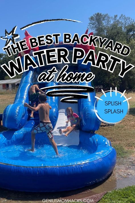 THE BEST Water party ideas to throw a perfect summer birthday party #water #kidsactivities #summerfun #games. Go for more info 👉https://whispers-in-the-wind.com/top-pool-games-for-kids-fun-and-exciting-water-activities/?kids143 Splish Splash Party Ideas, Slip And Slide Party Ideas, Summer Water Party, Backyard Water Party Ideas For Kids, Waterslide Party Ideas, Water Slide Party Ideas, Water Birthday Party Ideas, Waterslide Birthday Party Ideas, Water Party Ideas For Kids