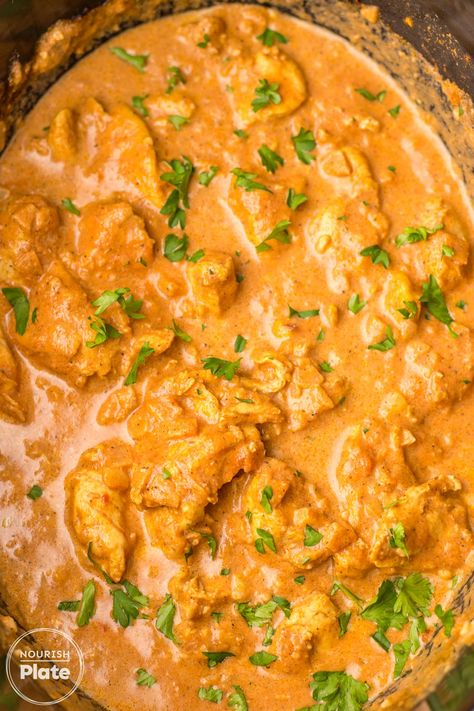 Slow Cooker Butter Chicken: a simple, flavorful meal with tender chicken in a rich, creamy sauce. Perfect for easy, comforting family dinners! Slow Cooker Butter Chicken Coconut Milk, Slow Cooker Meals With Chicken, Slow Cooker Meals For Picky Eaters, Crockpot Recipes Chicken Tenderloins, Butter Chicken Crockpot Easy, Yellow Curry Chicken Crockpot, Cooking Chicken In Crockpot, Crockpot Chicken Recipes Dairy Free, Instant Pot Comfort Food Recipes